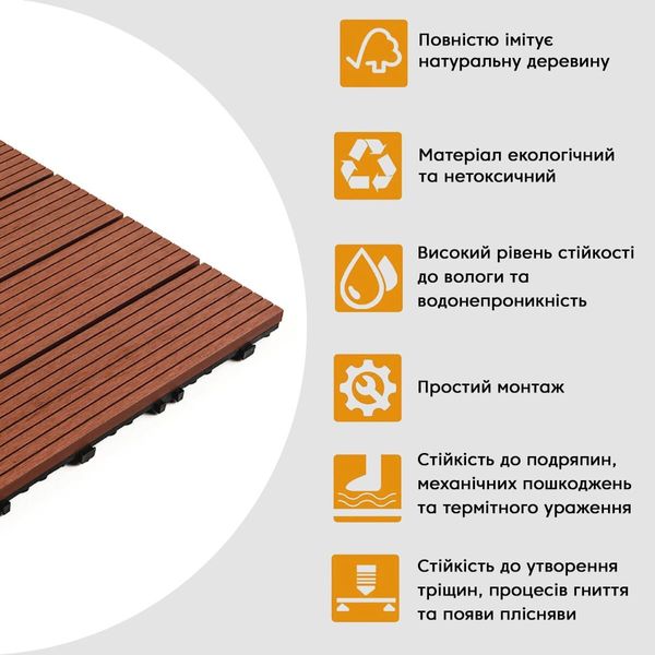 Композитна плитка WPC тик 30*30CM*2СM (D) SW-00001712 SW-00001712 фото