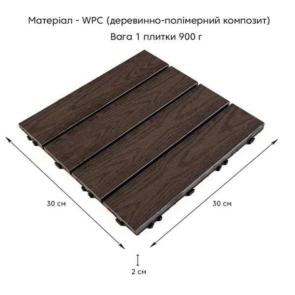 Композитна плитка WPC горіх 30*30CM*2СM (D) SW-00001714 SW-00001714 фото