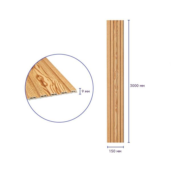 Декоративна рейка WPC стінова сосна 3000*150*9мм (D) SW-00001867 SW-00001867 фото