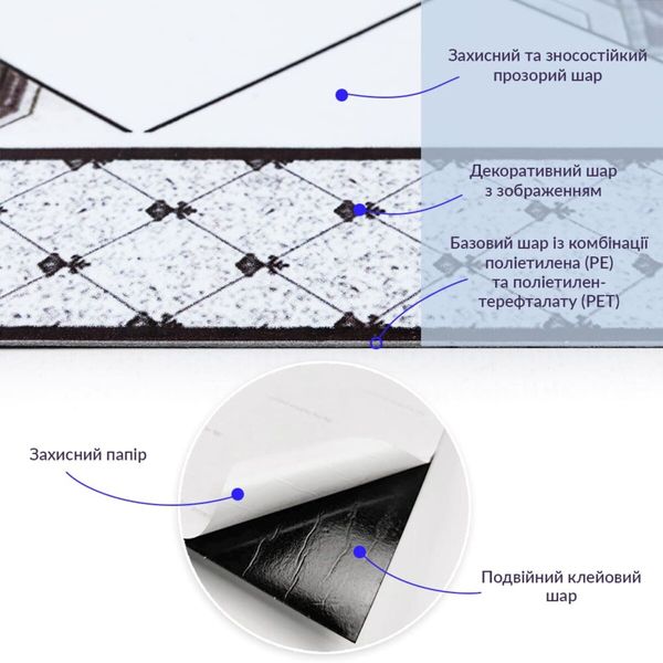 Самоклеюча вінілова плитка 600х600х1,5мм, ціна за 1 шт. (СВП-213) Глянець SW-00000519 SW-00000519 фото