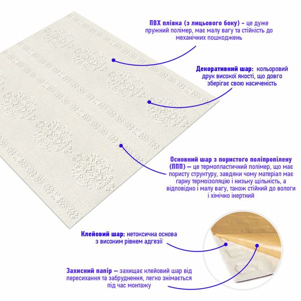 Самоклеюча декоративна настінно-стельова 3D панель безшовний 700х700х5мм (111) SW-00000072 SW-00000072 фото