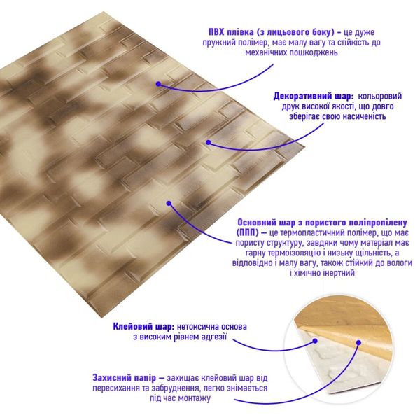 3D панель самоклеюча кладка леопардова 700х770х4мм (331) SW-00001367 SW-00001367 фото