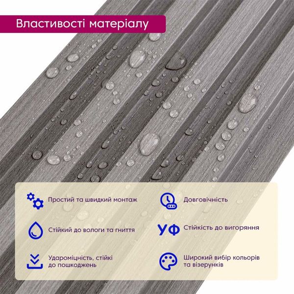 Декоративная стеновая рейка стальная серая 3000*160*23мм (D) SW-00001528 SW-00001528 фото