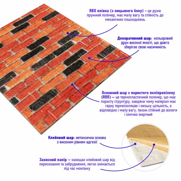 Самоклеющаяся декоративная 3D панель под бежево-коричневый матовый кирпич екатеринослав 700x770x5мм (047M) SW-00000636 SW-00000636 фото