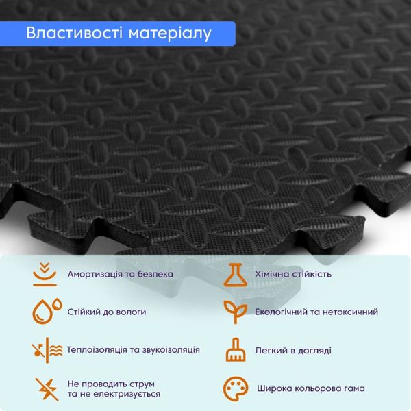 Підлога пазл - модульне покриття для підлоги чорне 600x600x10мм (МР15) SW-00001169 SW-00001169 фото