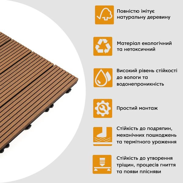 Композитна плитка WPC натуральне дерево 30*30CM*2СM (D) SW-00001711 SW-00001711 фото